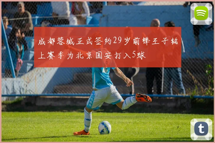成都蓉城正式签约29岁前锋王子铭上赛季为北京国安打入5球